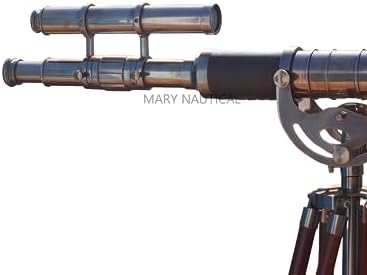 Antique Brass Telescope with Wooden Tripod Stand