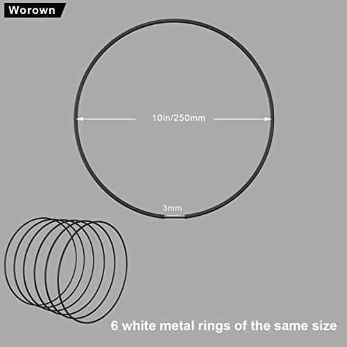 Worown 6 Pack 10 Inch Black Metal Hoops for Crafts