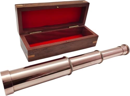 15 Inch Extendable Brass Telescope with Wooden Box