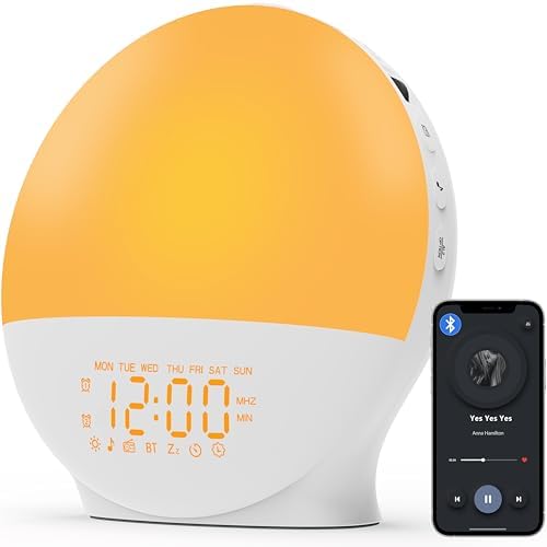 MASSII 2025 Upgraded Sunrise Alarm Clock with 17 Nightlights and 5W Bluetooth Speaker