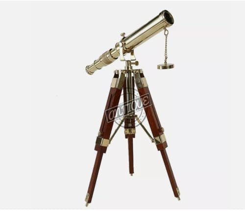 Vintage Nautical Telescope with Wooden Tripod
