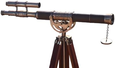Antique Brass Telescope with Wooden Tripod Stand