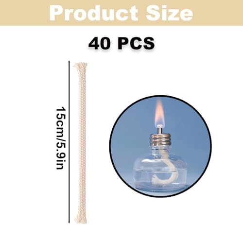 40PCS 14 Round Cotton Oil Lamp Wicks for Kerosene Alcohol Lamps