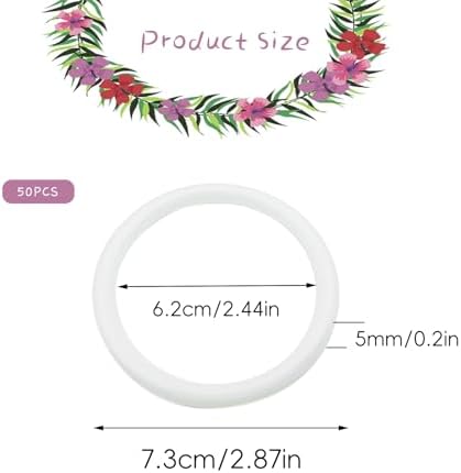 50 Pack 3 Inch Plastic Rings Hoops for Crafts DIY