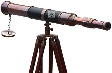 Vintage Nautical Brass Telescope with Tripod Stand