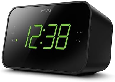 Philips Dual Alarm Clock Radio with FM Sleep Timer and Battery Backup - Black