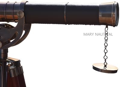 Antique Brass Telescope with Wooden Tripod Stand