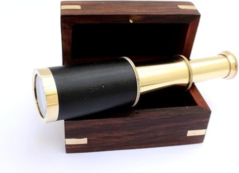 15 Inch Antique Brass Telescope with Leather Wrap and Gold Finish