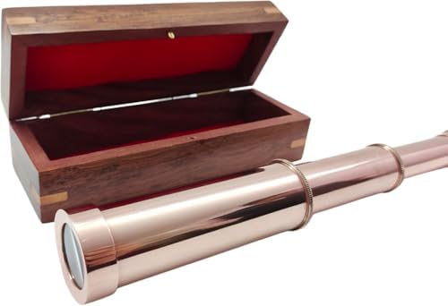 15 Inch Extendable Brass Telescope with Wooden Box