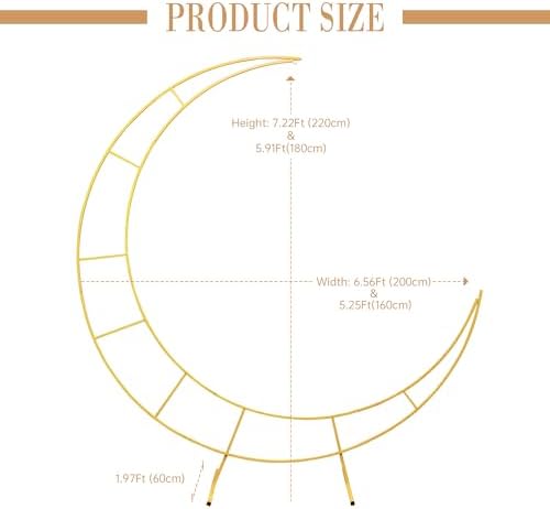 72 Feet Moon Shaped Wedding Arch Backdrop Gold Frame