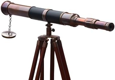 Vintage Nautical Brass Telescope with Tripod Stand