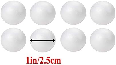 50 Pack 1 Inch White Craft Foam Balls for DIY Crafts