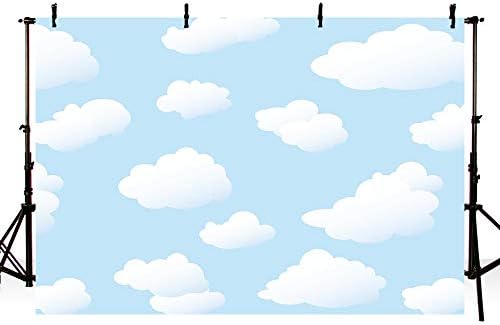 MEHOFOND Blue Sky Cloud Birthday Party Backdrop
