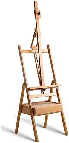 Adjustable Wooden H-Frame Art Easel with Storage Drawer