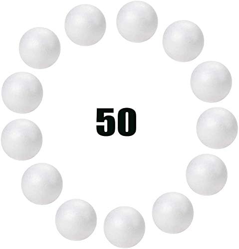 50 Pack 1 Inch White Craft Foam Balls for DIY Crafts