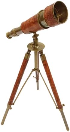Antiqueex Handmade Brass Telescope with Leather Stand