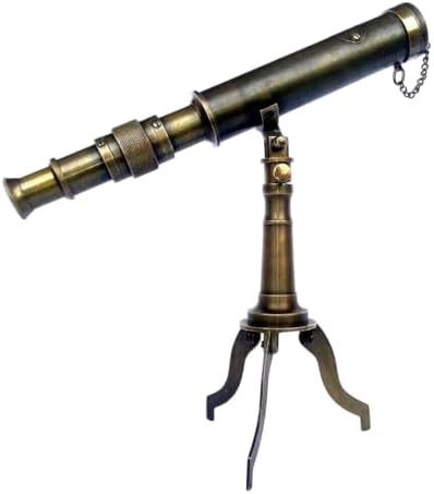 Antique Nautical Brass Telescope Stand for Desk Decor