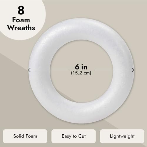 Juvale 6 Inch Foam Wreath Forms 8 Pack