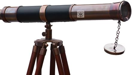 Vintage Nautical Brass Telescope with Tripod Stand