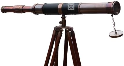 Vintage Nautical Brass Telescope with Tripod Stand