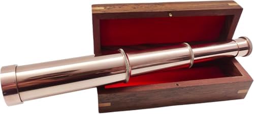 15 Inch Extendable Brass Telescope with Wooden Box