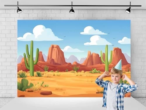 7x5ft Cartoon Desert Cactus Backdrop Wild West Photography Background