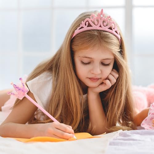 12 Pcs Pink Crown Glitter Ballpoint Pens for Office and Parties