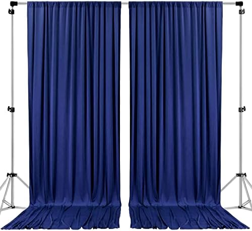 AK TRADING CO 10x10 ft Polyester Backdrop Drapes with Rod Pockets - Navy Blue
