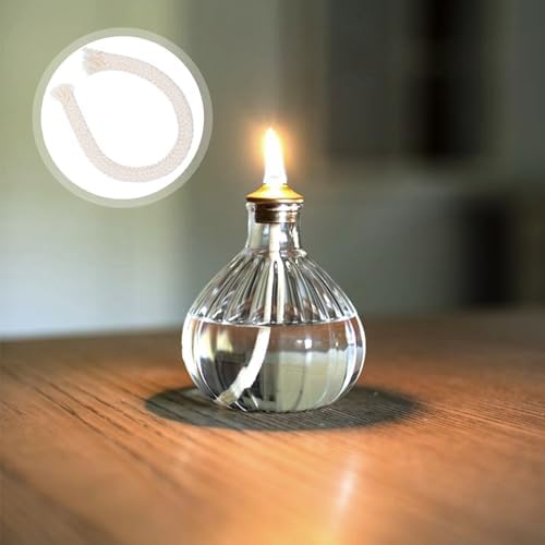 20 Piece Cotton Wicks with 10 Holders for Oil Lamps