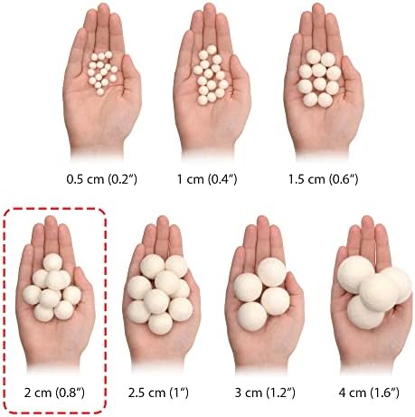Glaciart One Felt Wool Balls 40 Pieces 2cm - 08 Inch Handmade