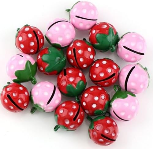 10pcs Strawberry Shape Bells for Jewelry and Decor