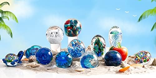 Eustuma Hand Blown Glass Flower Figurine Paperweight