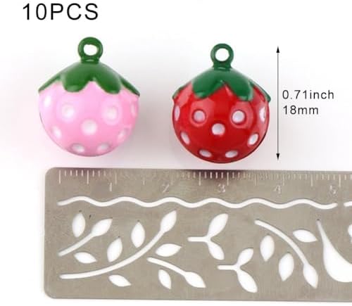 10pcs Strawberry Shape Bells for Jewelry and Decor
