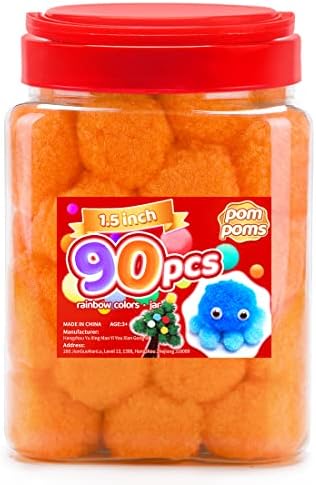 IOOLEEM 90pcs 15 Inch Orange Pom Poms for Crafts
