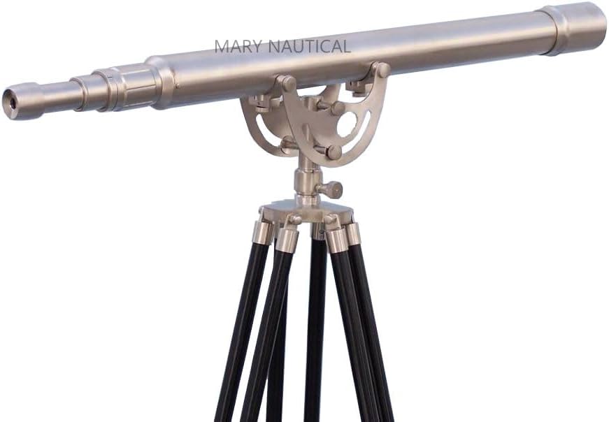 Vintage Antique Brass Telescope with Wooden Tripod