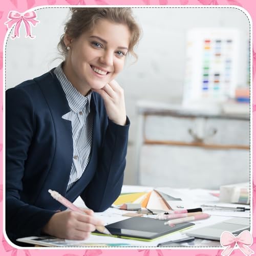 12 Pcs Ballet Bow Pens Set Pink Gel Ink Ballpoint Pens