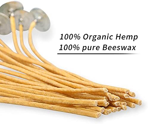 100 PCS 6 Inch Hemp Candle Wicks with Natural Beeswax