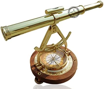 Stark Export House Brass Alidate Chrome Telescope Binoculars with Compass
