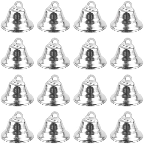 Framendino 20 Pack Mini Jingle Bells with Hooks Silver