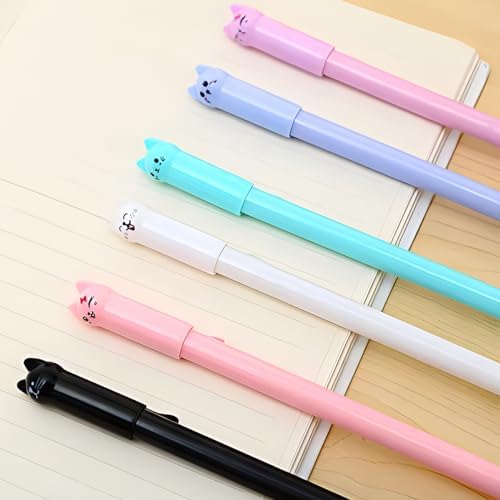 12Pcs Cute Cat Design Gel Ink Pens for Kids and Adults