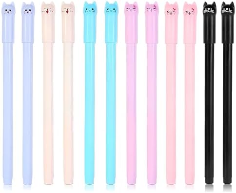 12Pcs Cute Cat Design Gel Ink Pens for Kids and Adults