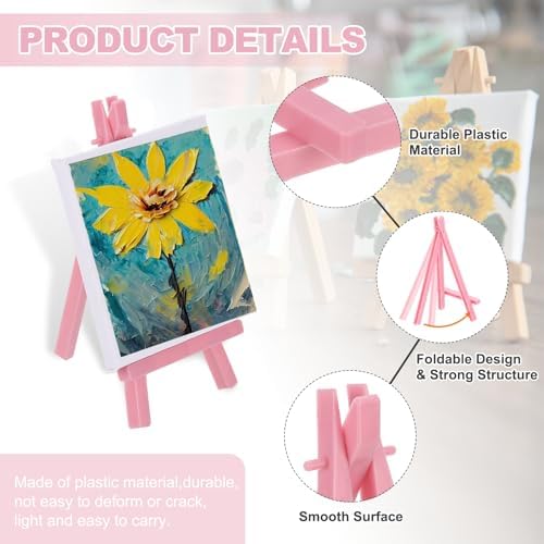 MECCANIXITY Mini Plastic Display Easels Pack of 6 Pink