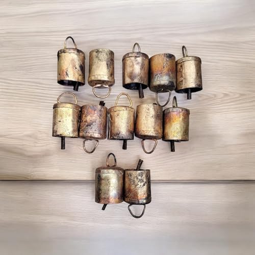 Rustic Iron Bells 2-Inch Set of 12 Antique Gold