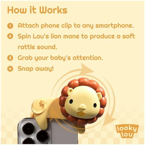 Looky Lou Lion Rattle Phone Clip for Baby Photos
