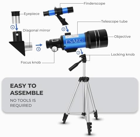ESAKO Telescope for Kids and Beginners with 3 Eyepieces