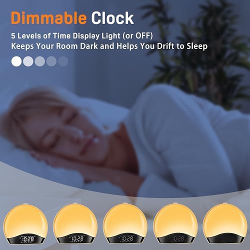 JALL Sunrise Alarm Clock with 25 Sounds and 17 Night Lights