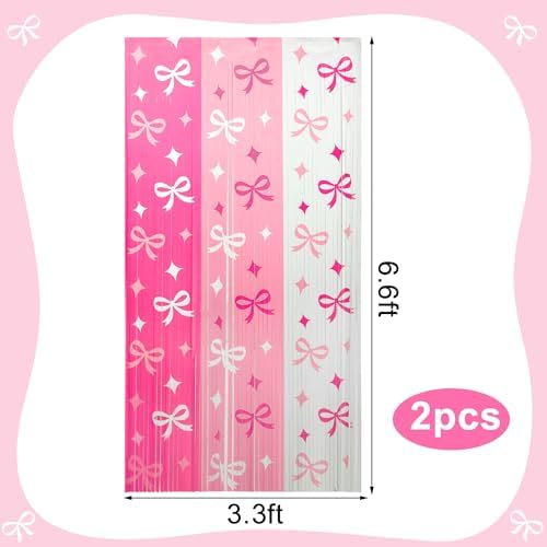 2 Pack Pink Bow Foil Streamer Party Decor