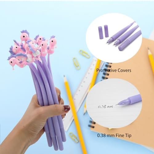 12 PCS Kawaii Seahorse Shaped Gel Pens