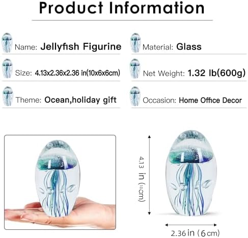 Eustuma Hand Blown Glass Jellyfish Ornament