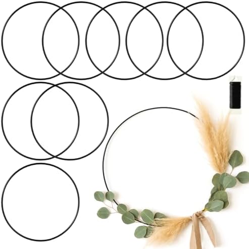 8 Pack 18 Inch Metal Hoops for Macrame Crafts Black Wreath Rings